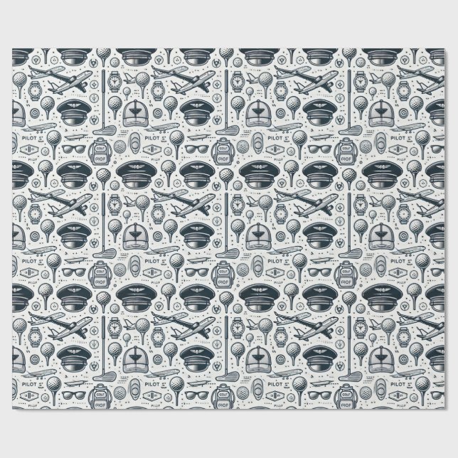 Papel De Presente Piloto Golf temático com aeronave (Aberto)