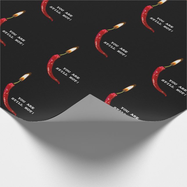Papel De Presente Pimenta vermelha com chama de vela em preto (Ponta)