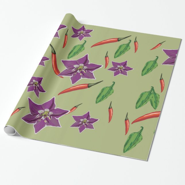 Papel De Presente Pimentos Vermelhos, Pimentos Verdes, Pimentos Chil (Desenrolado)