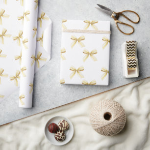 Papel De Presente Pina Colada Laços Amarelos Aniversário