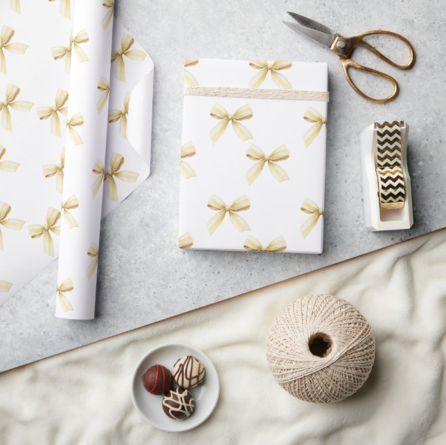 Papel De Presente Pina Colada Laços Amarelos Aniversário (Artesanato)