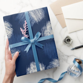Papel De Presente Pincel Artístico Navy Indigo Traço Padrão Abstrato