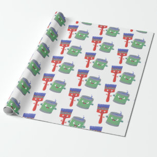 Papel De Presente Pincel de pintura e personagens de desenho animado