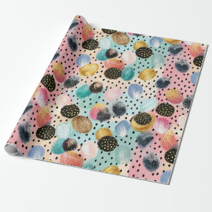 Papel De Presente Pincelada de Abstrato vibrante e padrão de Bolinha