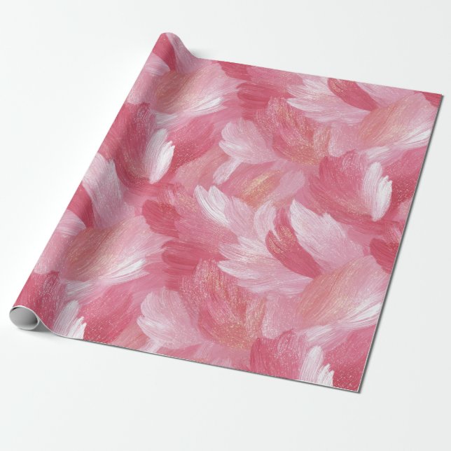 Papel De Presente Pincelada Rosa Glitter Padrão Abstrato (Desenrolado)