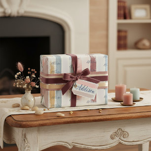 Papel De Presente Pinceladas pastéis personalizadas 