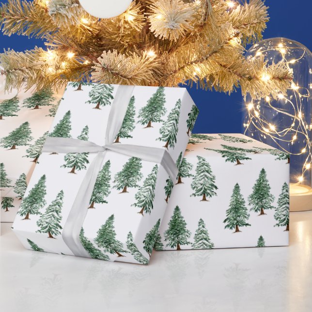 Papel De Presente Pine Aquarela Cones Natal Feriado (Feriados)