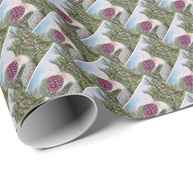 Papel De Presente Pine Cone Ornament (Ponta do rolo)