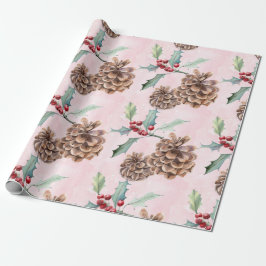Papel De Presente Pine Cones Natal