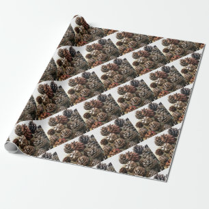 Papel De Presente Pine Cones Organic Enfeites de natal Art