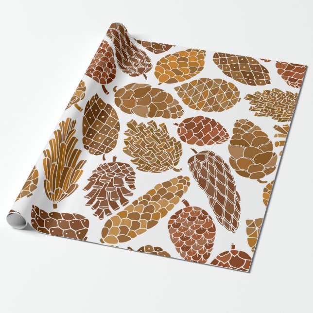 Papel De Presente Pine cones seamless pattern (Desenrolado)