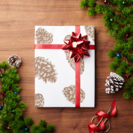 Papel De Presente Pine de Natal - Padrão de Cone