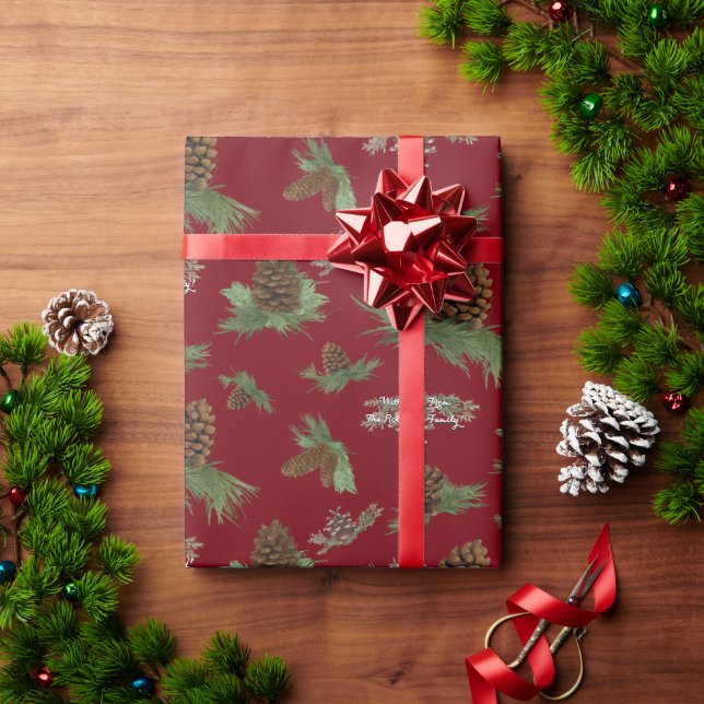 Papel De Presente Pine de Natal Personalizado Cone Boughes (Presente de Natal)