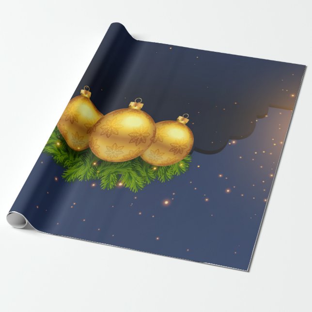 Papel De Presente Pine Tree Branches de Natal (Desenrolado)