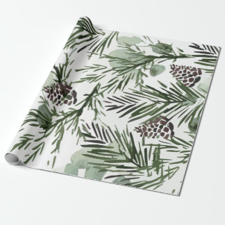 Papel De Presente Pine Tree e Pinecones