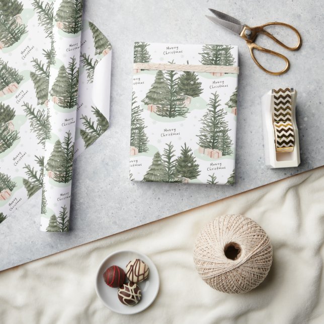 Papel De Presente Pine Tree Felry Natal Gift (Artesanato)