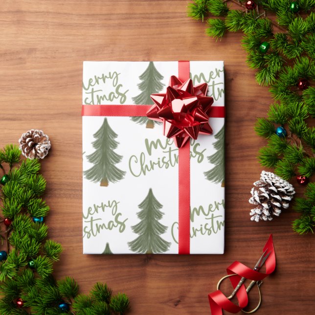 Papel De Presente Pine Verde Natal (Presente de Natal)