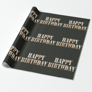 Papel De Presente Pine Wood Font Happy Birthday Wrappaper
