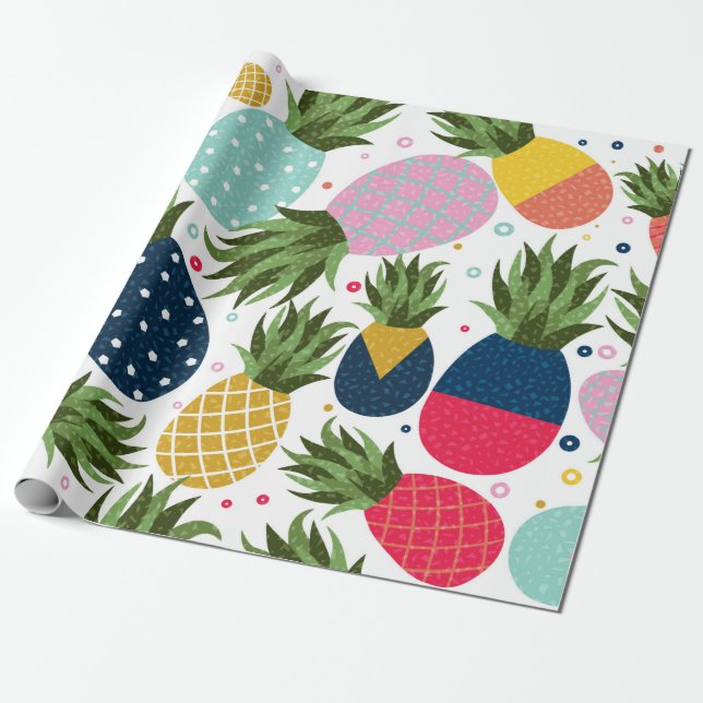 Papel De Presente Pineapple seamless pattern illustration, colorful  (Desenrolado)