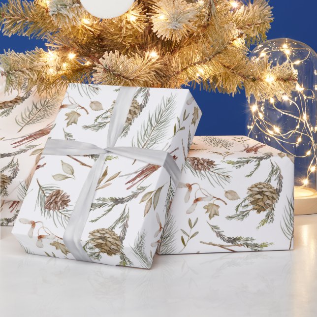 Papel De Presente Pinecone Russo e Natal Verde (Feriados)