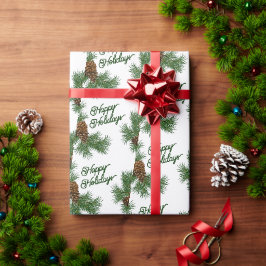 Papel De Presente Pinecones Clássicos de Natal Felizes Festas