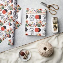 Papel De Presente Ping pong 70 Birthday com pá e flor