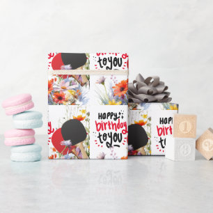 Papel De Presente Ping pong Aniversário com pá e flor