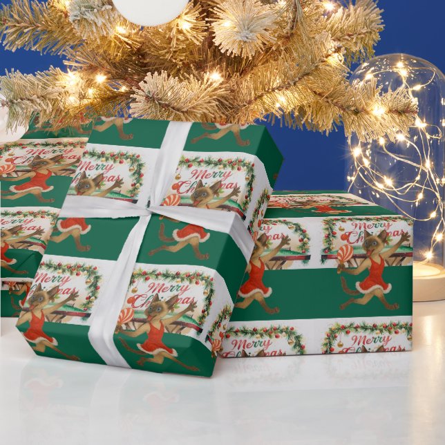 Papel De Presente Ping Pong Christmas Themed for Siamese Cat Lovers  (Feriados)