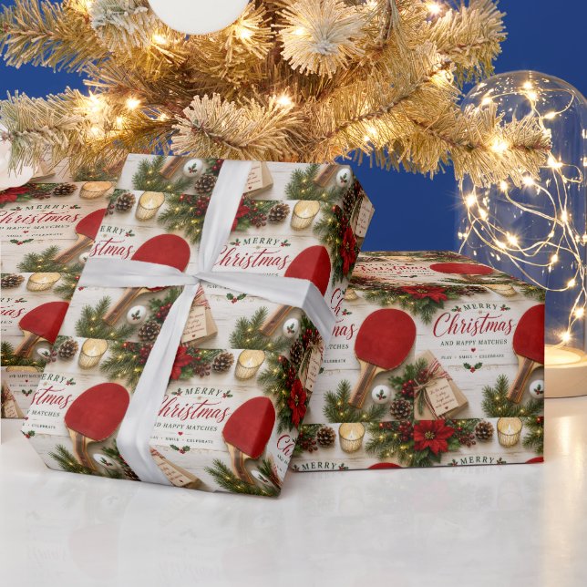 Papel De Presente Ping pong tema de Natal  (Feriados)