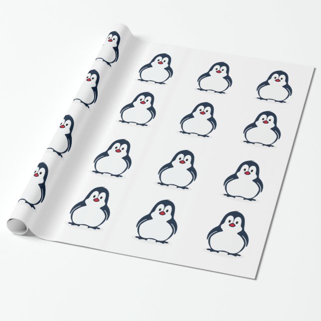 Papel De Presente Pinguim Animado Fofo (Desenrolado)