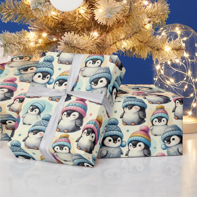 Papel De Presente Pinguim Bonito Natal (Feriados)