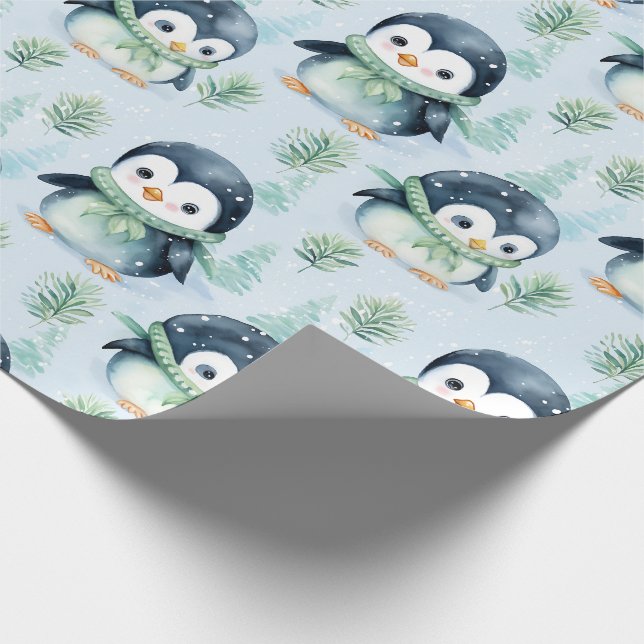 Papel De Presente Pinguim Cóteo de Aquarela (Ponta)