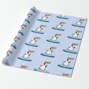 Papel De Presente Pinguim de Cartoon Engraçado Feliz Natal