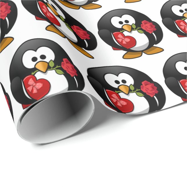 Papel De Presente Pinguim de Cartoon Engraçado Personalizado com pre (Ponta do rolo)