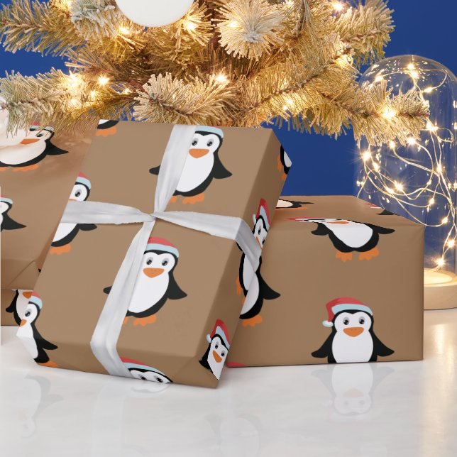 Papel De Presente Pinguim de Colagem Personalizada - Natal Engraçado (Feriados)