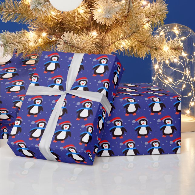 Papel De Presente Pinguim de Inverno Nevado (Feriados)