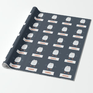 Papel De Presente pinguim engraçado e festivo, crianças personalizad