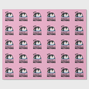 Papel De Presente pinguim fofo dormindo, lista de tarefas nada