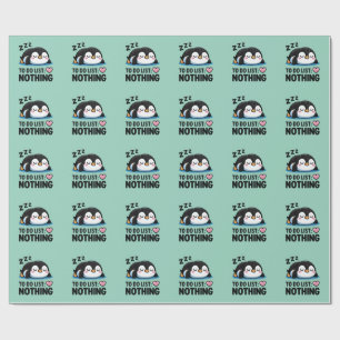 Papel De Presente pinguim fofo dormindo, lista de tarefas nada