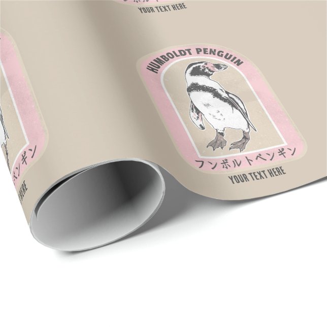 Papel De Presente Pinguim humolt escrevendo Japonês (Ponta do rolo)