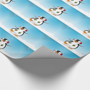 Papel De Presente Pinguim Inverno Engraçado