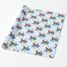 Pinguim Natal e Flocos de Neve