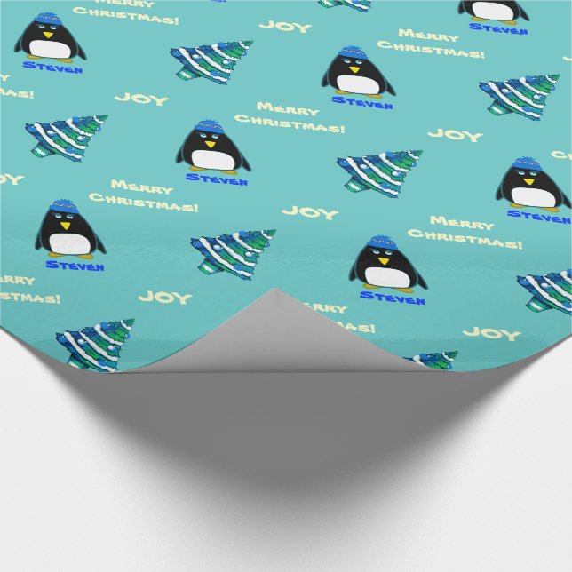 Papel De Presente Pinguim Pequeno | Presente de Natal de Nome Person (Ponta)