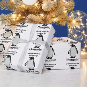 Papel De Presente Pinguim Por Favor Me Ensine a Voar Pinguim Engraça