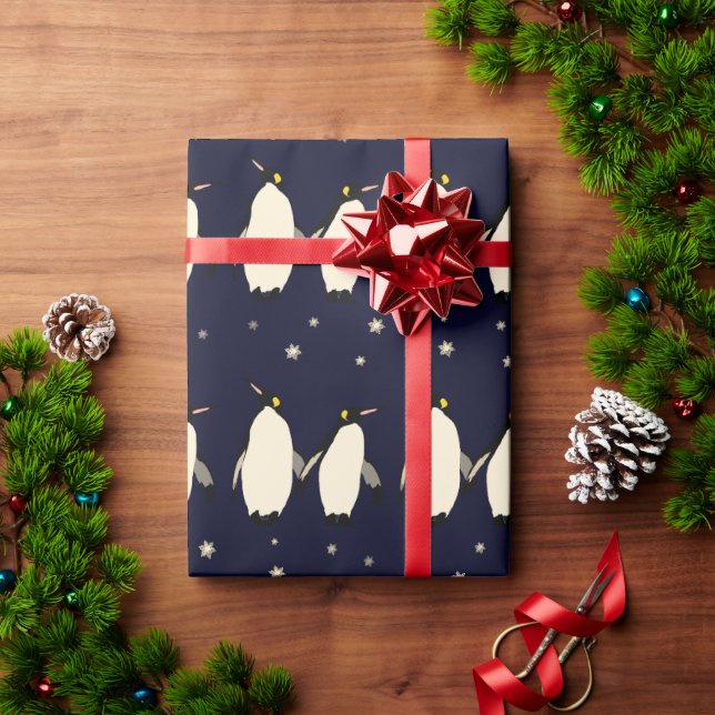 Papel De Presente Pinguins à noite (Presente de Natal)
