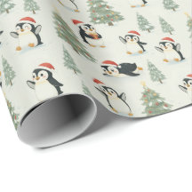 Pinguins Adoráveis em Aquarela Natal Floresta Fest
