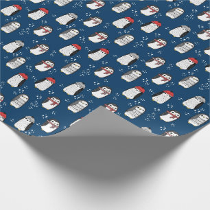 Papel De Presente Pinguins bonitos marinho azul de Natal para crian
