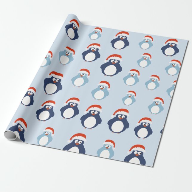 Papel De Presente Pinguins bonitos Natal (Desenrolado)