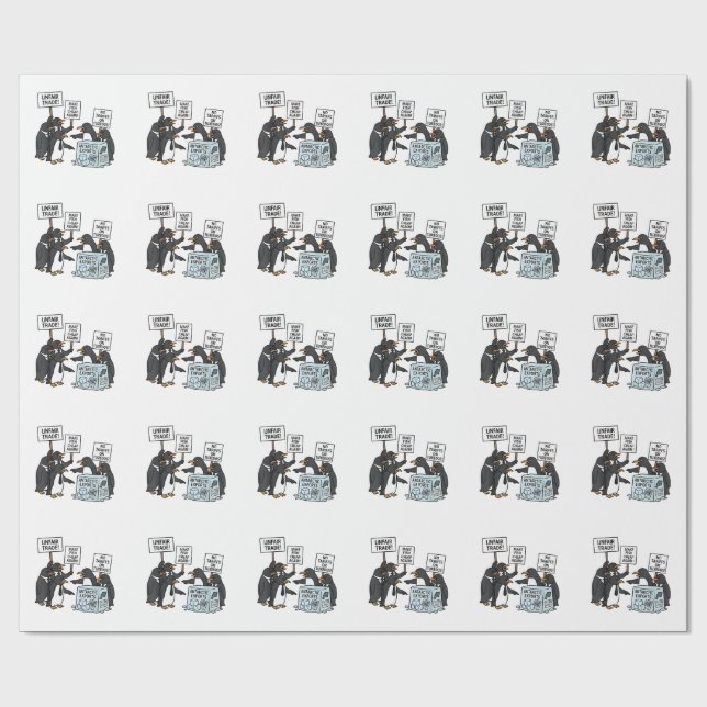 Papel De Presente Pinguins contra Tarifas Anti Trump (Aberto)