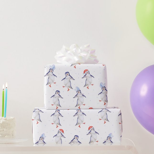 Papel De Presente Pinguins Dançarinos De Corte De Natal (Presentes para festas)